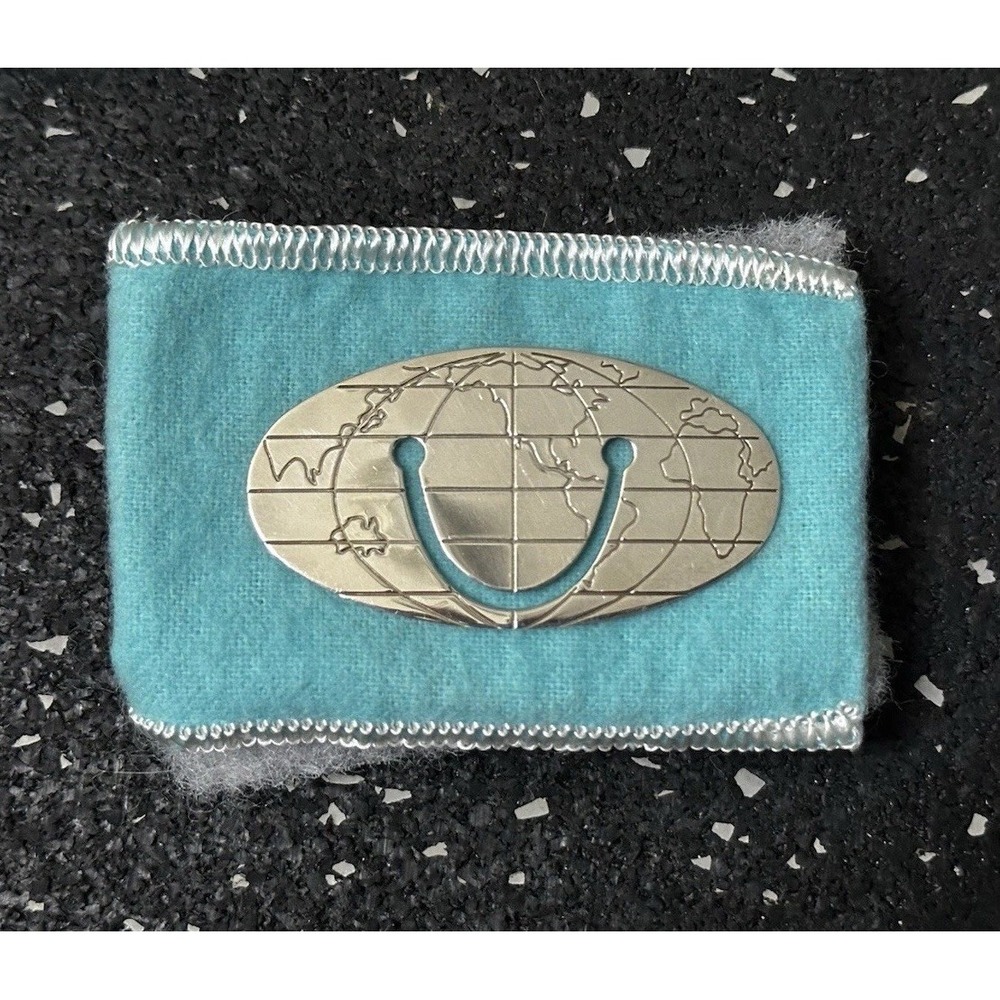 TIFFANY & CO Sterling Silver World Globe Oval Bookmark